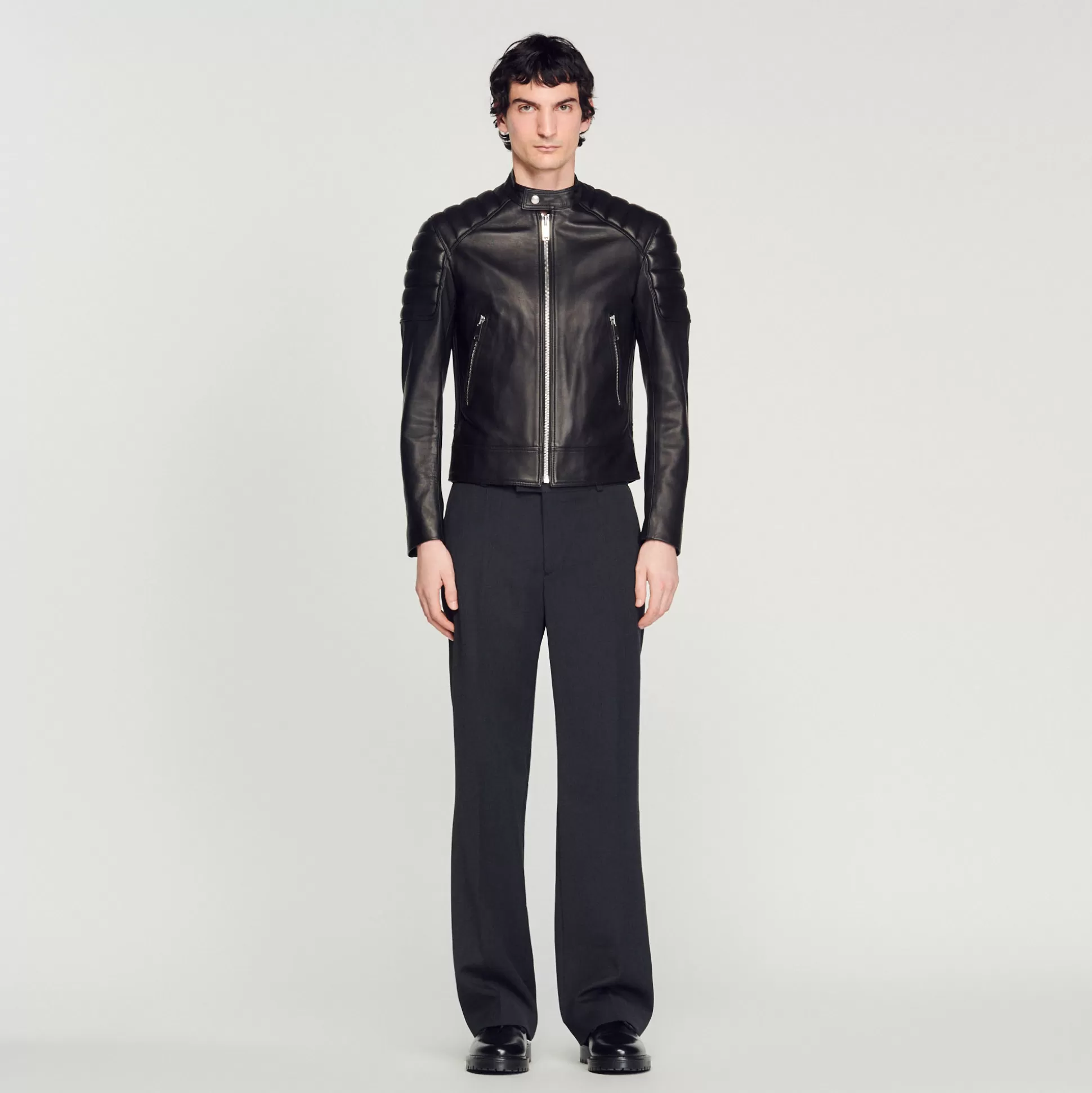 Discount Blouson En Cuir Finitions Matelassées Homme Manteaux & Blousons