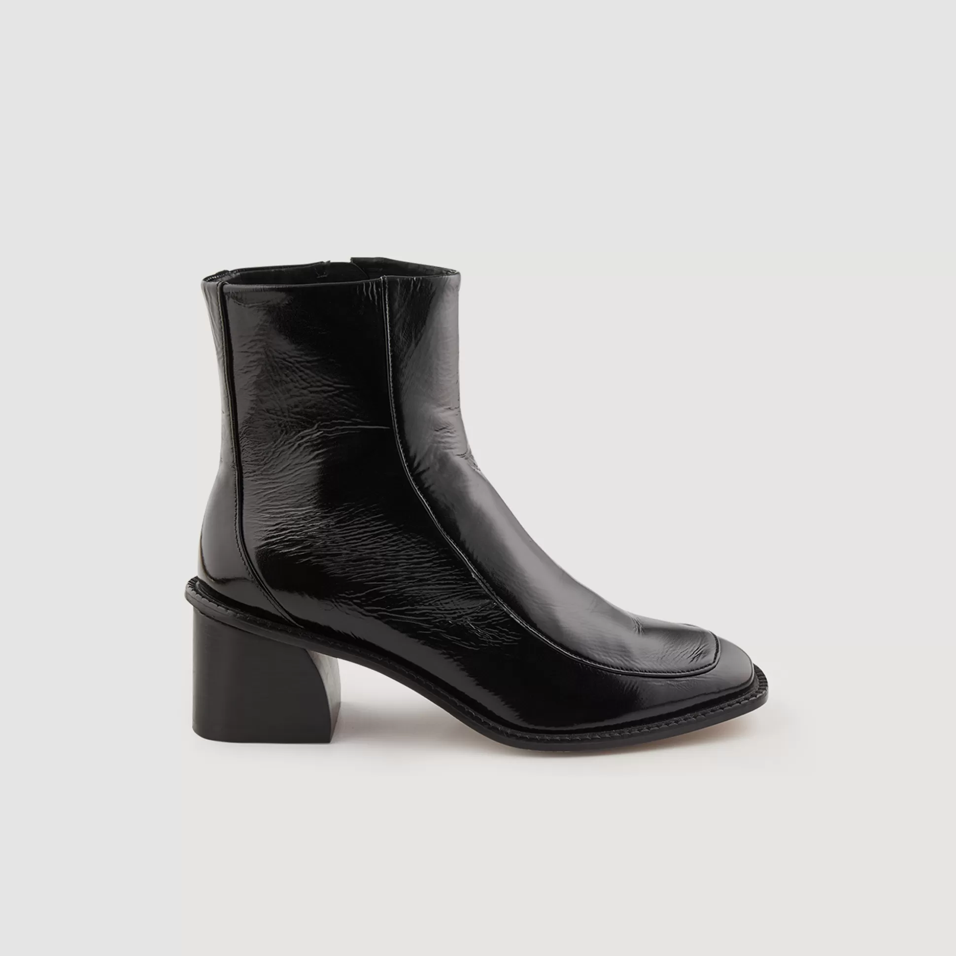 Sale Boots En Cuir Vernis À Talon Femme Bottines