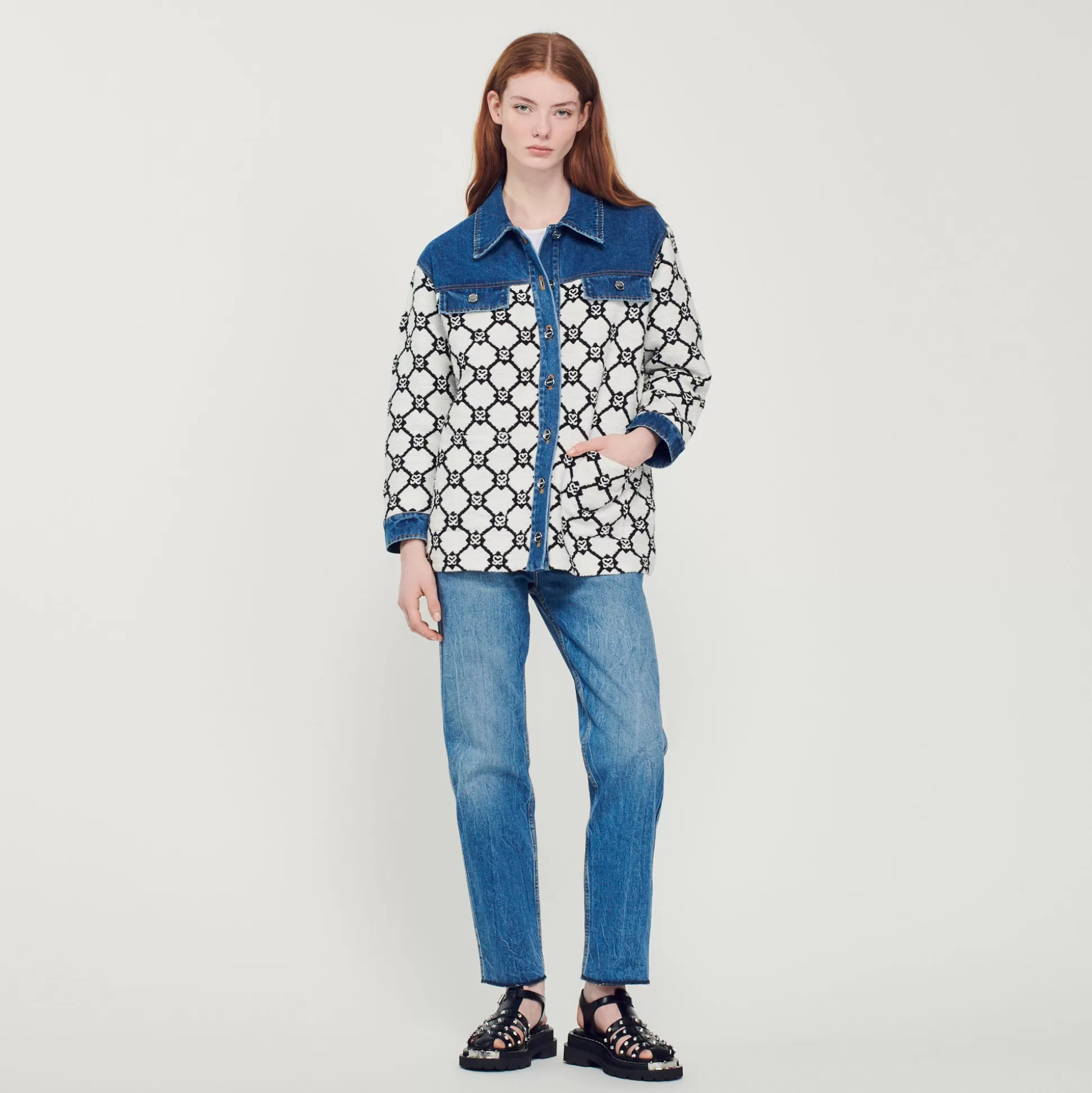 Sale Cardicoat En Maille Et Denim Femme Pulls & Cardigans