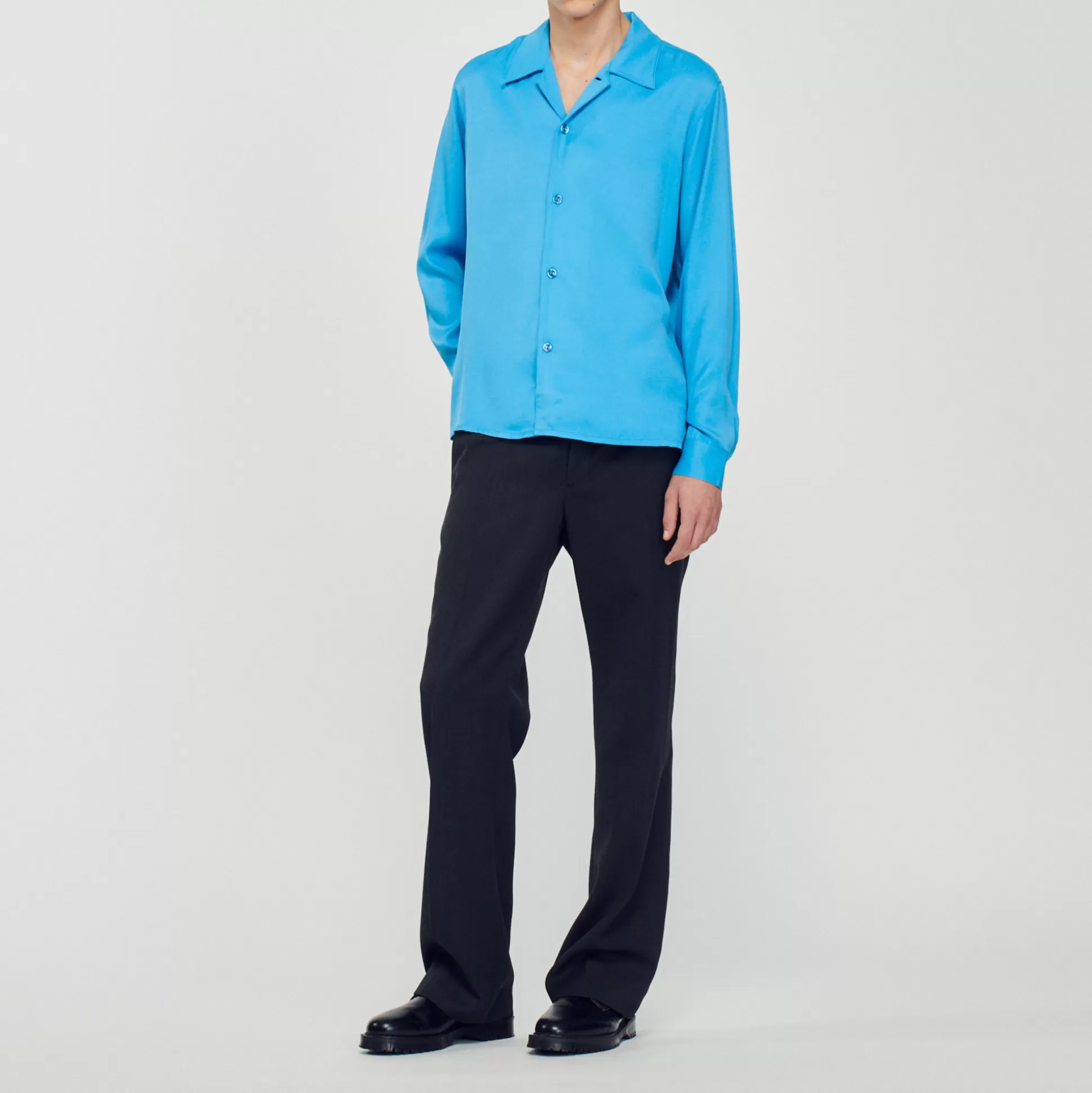 New Chemise Fluide Col Requin Homme Homme Chemises