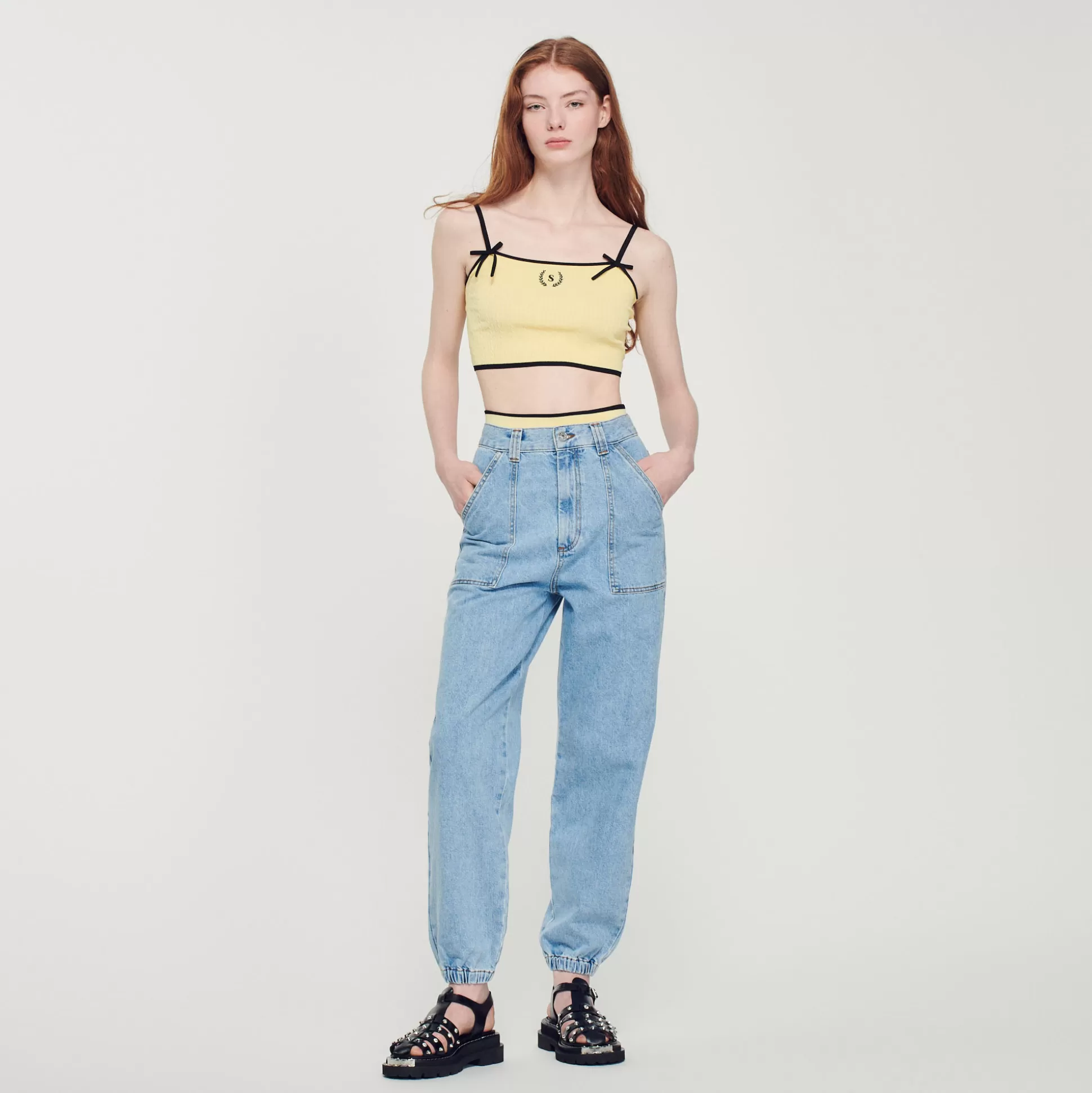 Best Sale Jean En Denim Délavé Femme Jeans