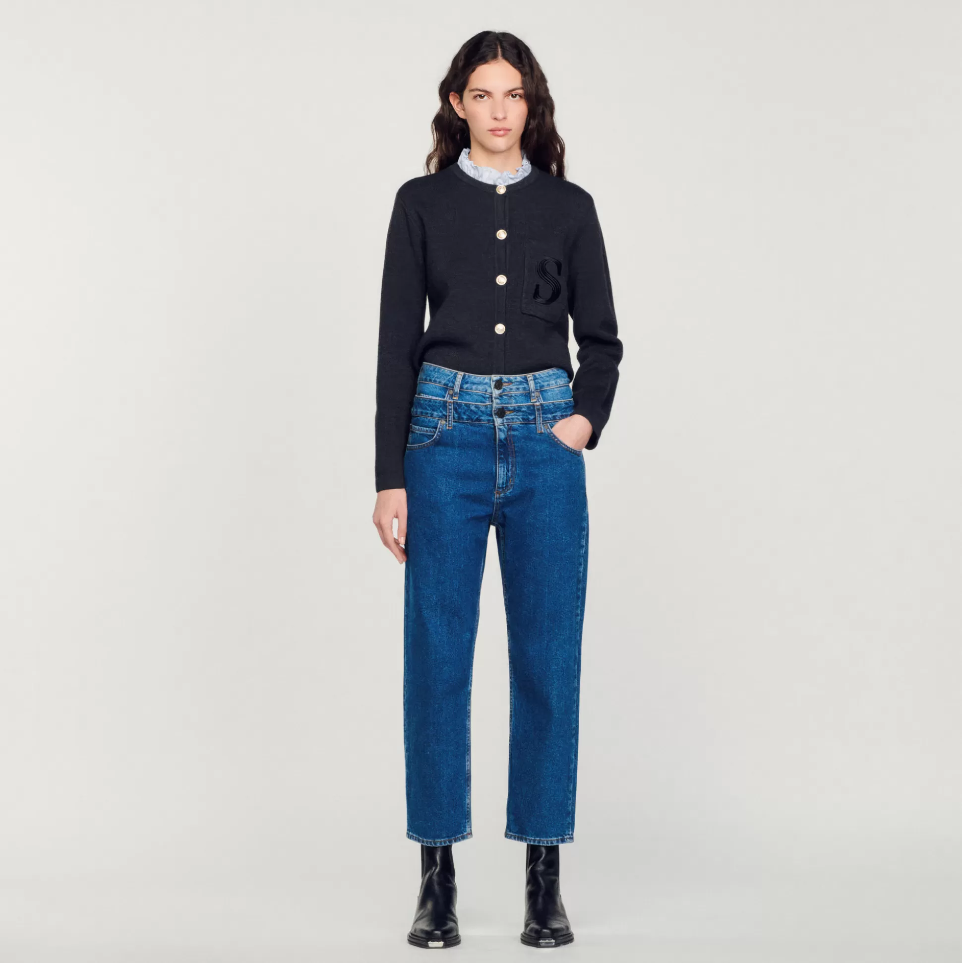 Best Sale Jean Trompe L'Œil Coupe Mom Femme Jeans