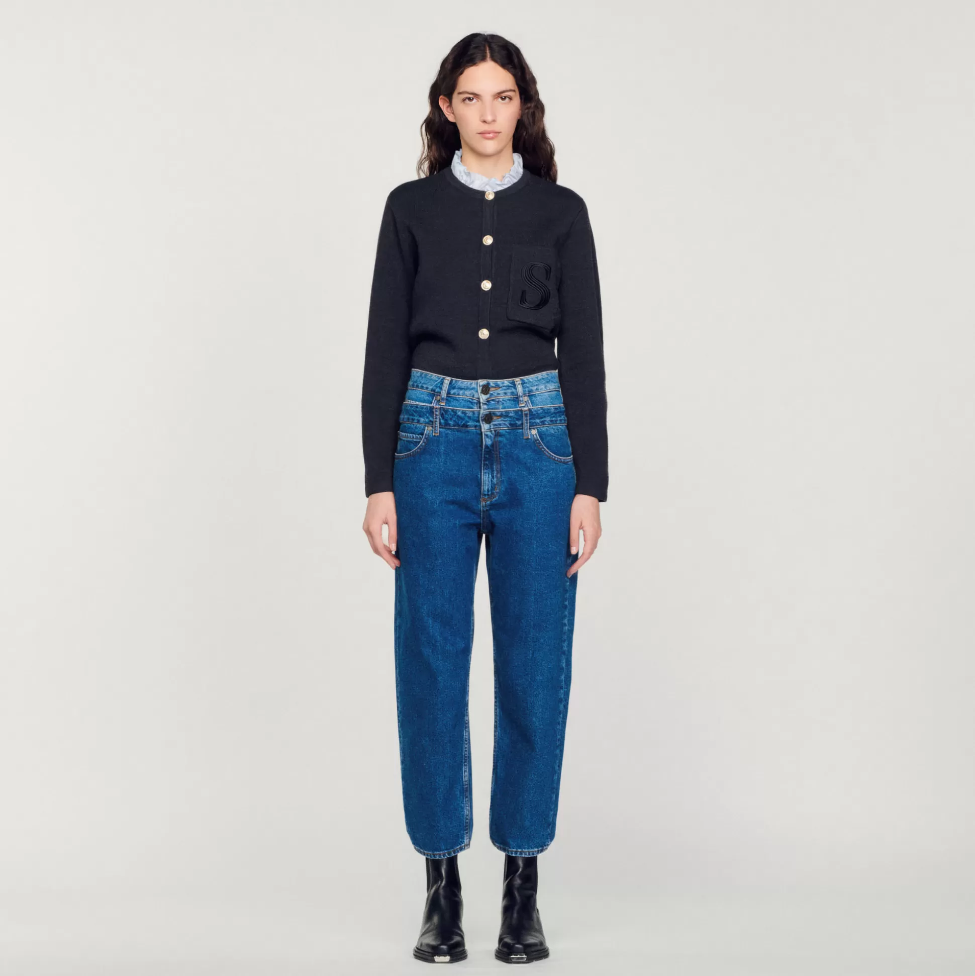 Best Sale Jean Trompe L'Œil Coupe Mom Femme Jeans