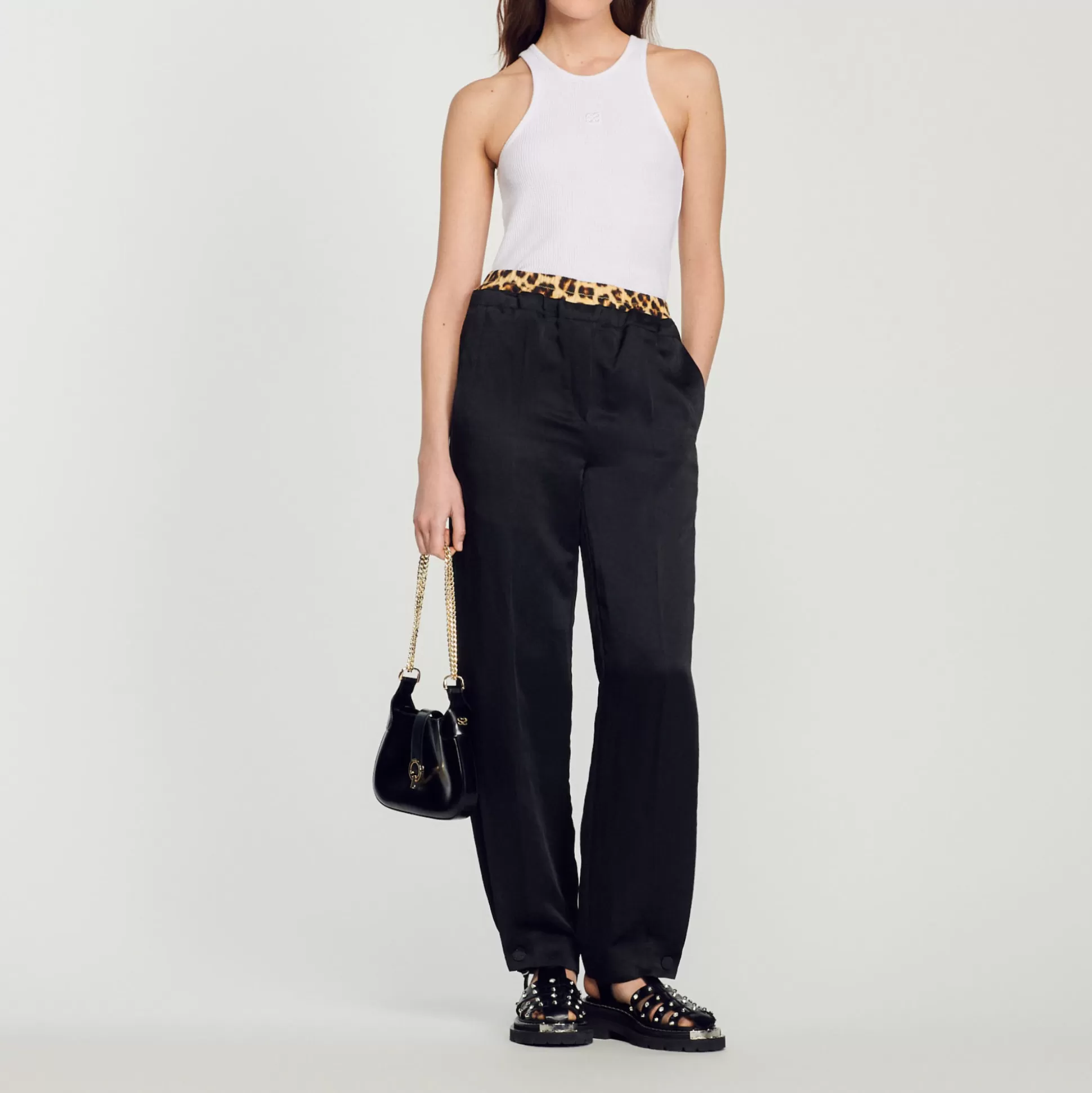 Shop Pantalon À Double Ceinture Léopard Femme Pantalons