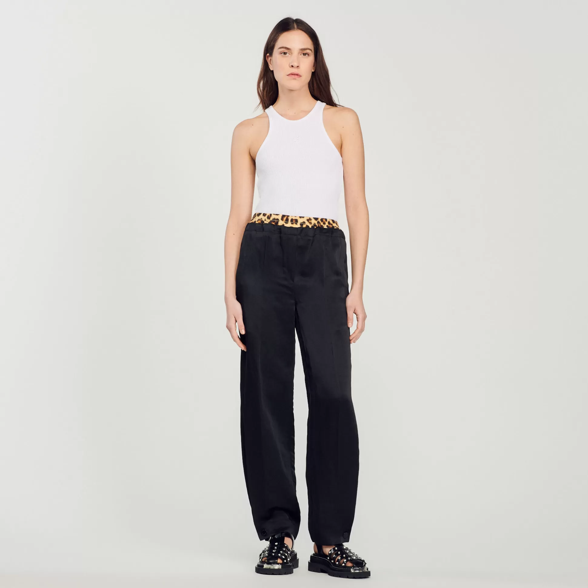 Shop Pantalon À Double Ceinture Léopard Femme Pantalons