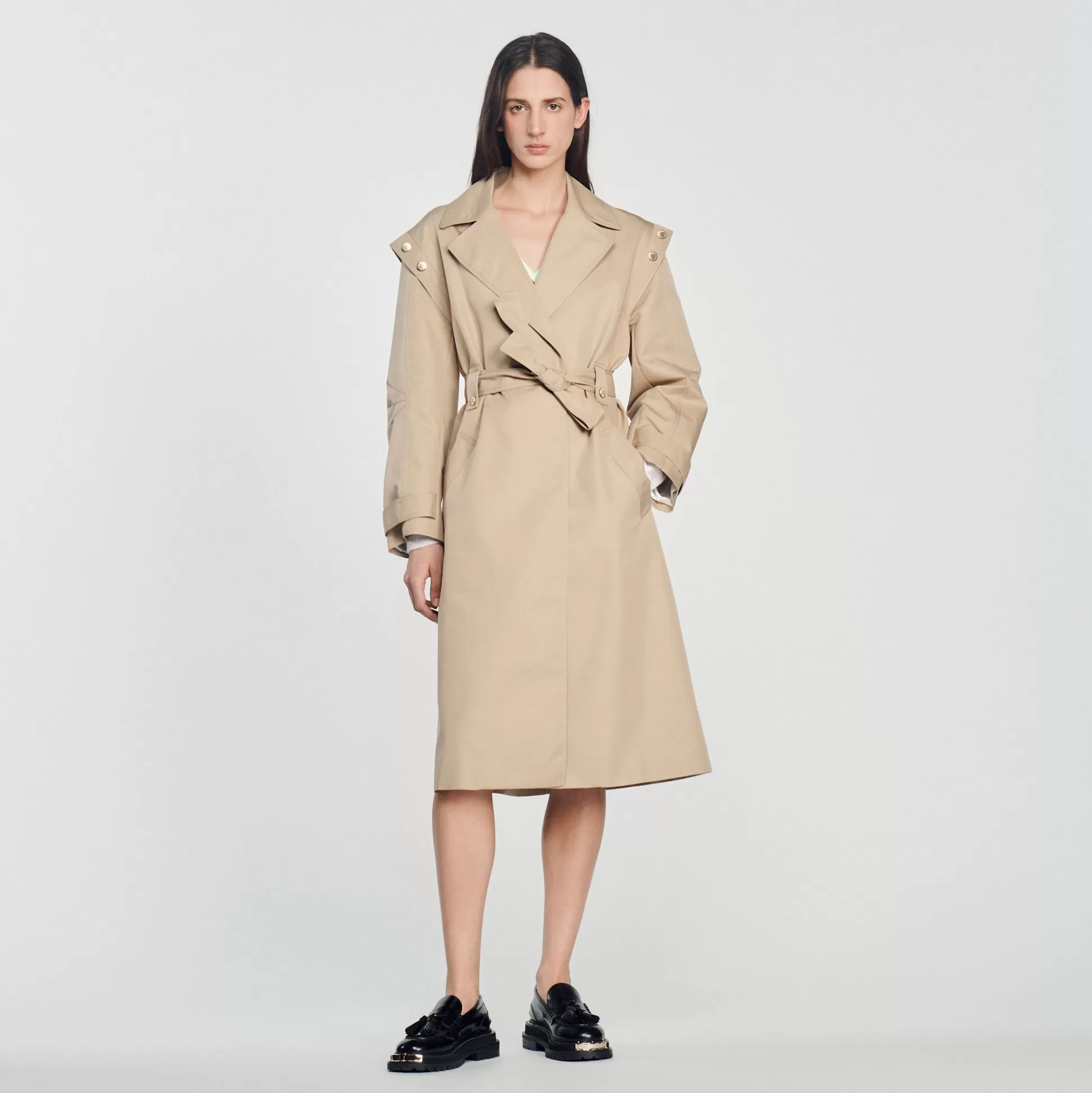 Sale Trench À Col Large Femme Manteaux