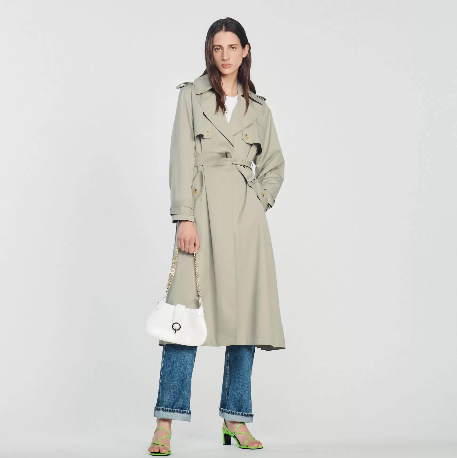 New Trench Plissé Au Dos Femme Manteaux