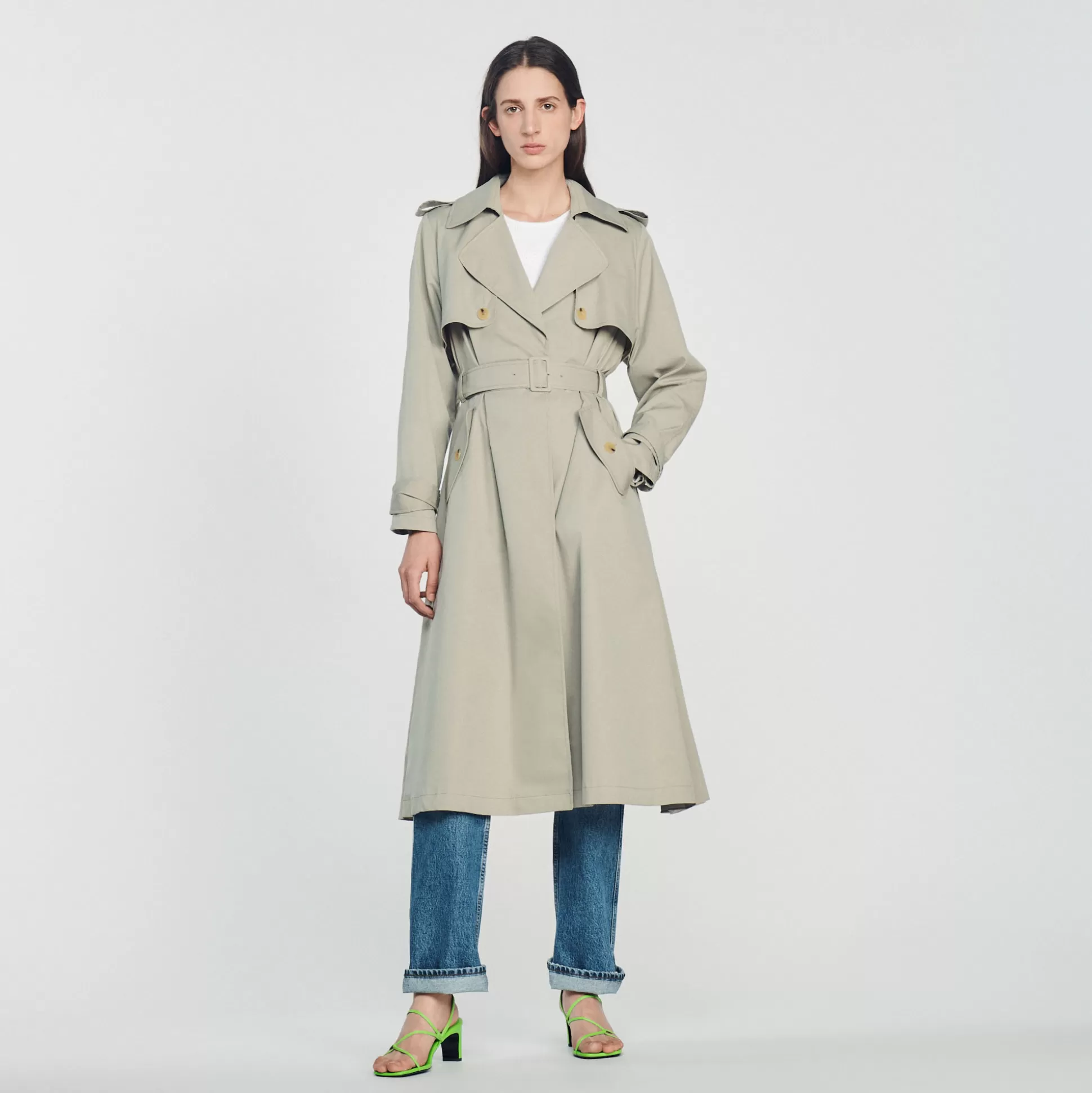 New Trench Plissé Au Dos Femme Manteaux