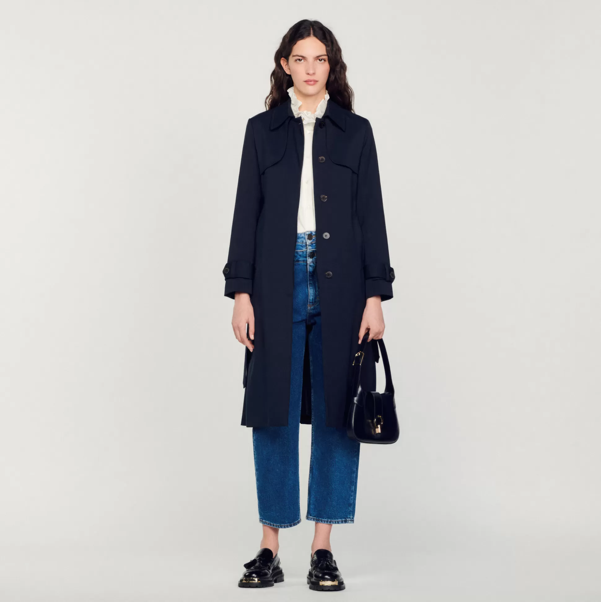 Cheap Trench-Coat À Empiècement Plissé Femme Manteaux